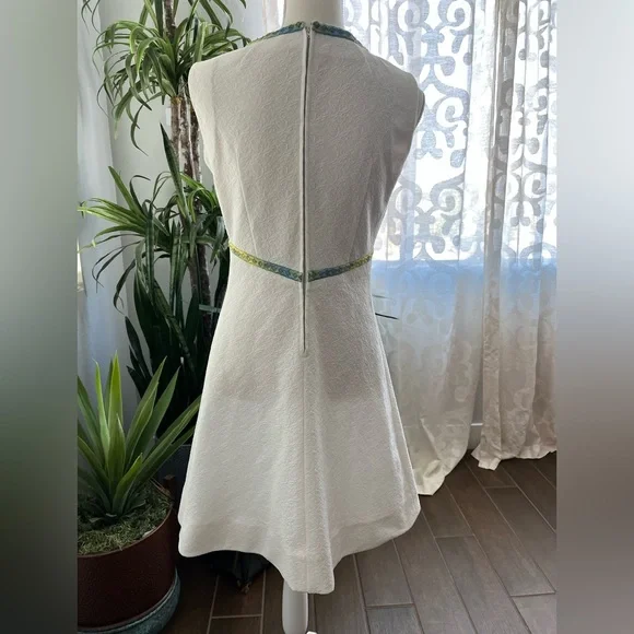 S/M Vintage 60s mod midi dress with green blue detail handmade Gogo dress - Picture 6 of 9